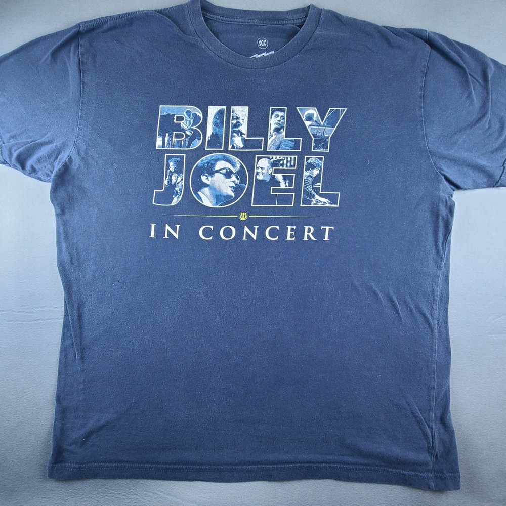 Billy Joel in Concert Barking Irons T-Shirt Men XL Blue Short Sleeve Graphic Tee